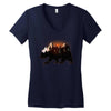 Bear Adventure With Roses Women's V-Neck T-Shirt