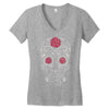 rose sugar skull Women's V-Neck T-Shirt