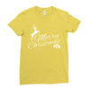 merry christmas flower Ladies Fitted T-Shirt