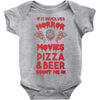 horror movies, pizza and beer Baby Bodysuit