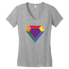 Rainbow LGBT Diamond Women's V-Neck T-Shirt