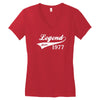 legend since 1977, funny Women's V-Neck T-Shirt