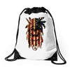 skull us flag Drawstring Bags
