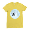 Biker Dinosaur - Dinosaur Riding A Bike To The Moon Ladies Fitted T-Shirt