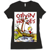 calvin hobbes Ladies Fitted T-Shirt