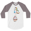 Cute Unicorn and Happy Cupcake 3/4 Sleeve Shirt