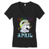 unicorns are born in april cute unicorn Women's V-Neck T-Shirt