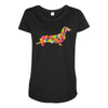 dachshund flower 2 Maternity Scoop Neck T-shirt