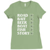 road bait beer boat fish story Ladies Fitted T-Shirt