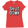 shut down slogan Ladies Fitted T-Shirt