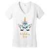 birthday unicorn family series birthday boy Women's V-Neck T-Shirt