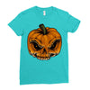 skull pumpkin Ladies Fitted T-Shirt