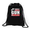 just one more gun i promise Drawstring Bags
