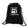 personalised your name caravan club funny gift Drawstring Bags