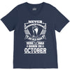 Never Underestimate Old Man Who Was Born October V-Neck Tee