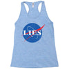 lies nasa logo Racerback Tank