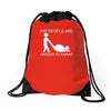 fat people are harder to kidnap funny Drawstring Bags