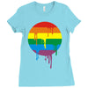rainbow colored stripes dot running splashes Ladies Fitted T-Shirt