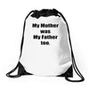 raised by mom Drawstring Bags