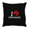I Love Rottweilers Throw Pillow