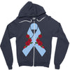 stomach cancer ribbon and rose Zipper Hoodie