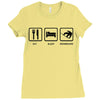 eat sleep snowboard mens black snowboarding t shirt wow Ladies Fitted T-Shirt
