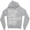 real men shoot raw Zipper Hoodie