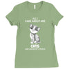 all i care about are cats and like 3 people Ladies Fitted T-Shirt