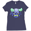 blue monster with horns Ladies Fitted T-Shirt