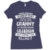Super Cool Granny Of A Freaking Awesome Grandson Ladies Fitted T-Shirt