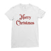 merry christmas red glitter Ladies Fitted T-Shirt