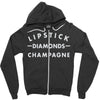 lipstick diamonds champagne Zipper Hoodie