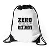 zero fuks given Drawstring Bags