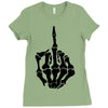 middle finger skeleton bone skull grafitti art Ladies Fitted T-Shirt
