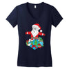santa with piles of christmas Women's V-Neck T-Shirt