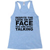 rude slogan Racerback Tank