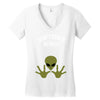 Alien Says Don't Touch My Belly Women's V-Neck T-Shirt