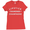 lipstick diamonds champagne Ladies Fitted T-Shirt