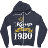 kings are born in 1980 Zipper Hoodie