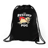 rescued by pug1 Drawstring Bags