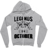 Legends Are Born In October Zipper Hoodie