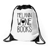 melanin wine books Drawstring Bags