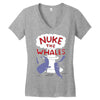 nuke the whales funny Women's V-Neck T-Shirt