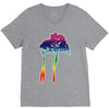 giraffe reaching up with its long neck to eat leaves off branches from V-Neck Tee