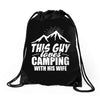 Camper Couple Man White Drawstring Bags