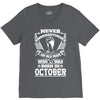 Never Underestimate Old Man Who Was Born October V-Neck Tee