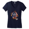 American Flag Q Fire Women's V-Neck T-Shirt
