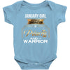 january  girl is a perfect combination of princess and warrior Baby Bodysuit