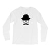 hat wayfarer glasses funny moustache hipster funny geek light tee shir Long Sleeve Shirts