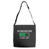 low battery introvert pun humor Adjustable Strap Totes